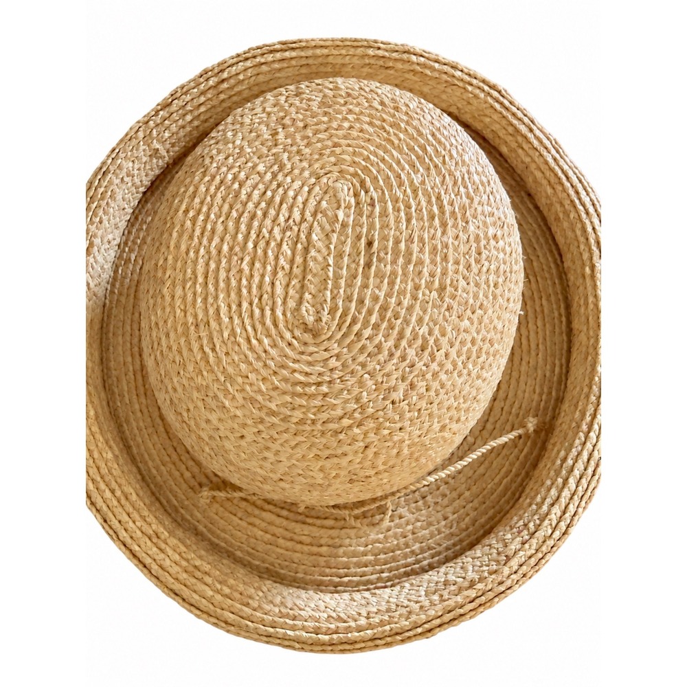 Helen Kaminski Raffia Sun Hat Natural Tan Straw Australia Round Crown Bow